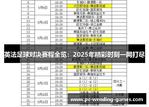 英法足球对决赛程全览:2025年精彩时刻一网打尽 英法足球对决赛程全览:2025年精彩时刻一网打尽